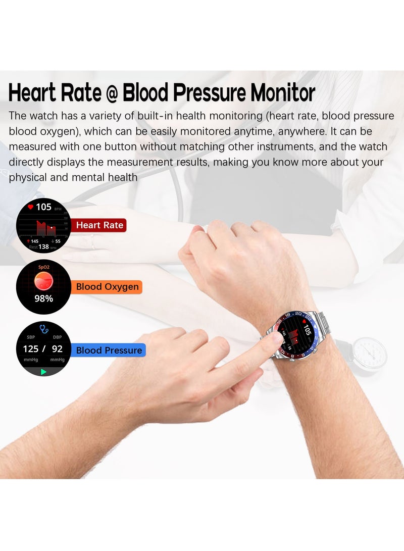 Fashion Men's Smart Watch Business Sports Fitness Tracker Heart Rate Blood Pressure Smartwatch Bluetooth Calls IP68 Waterproof 1.43