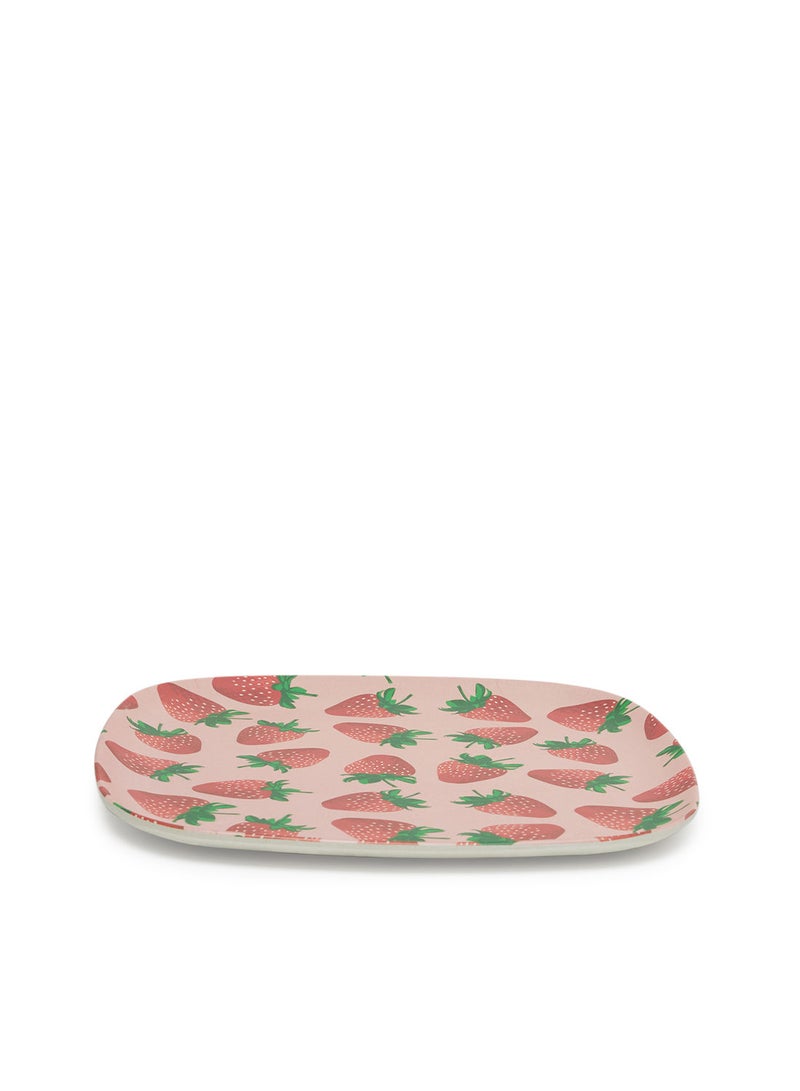 Strawberry Bamboo Fiber Large Square Plate