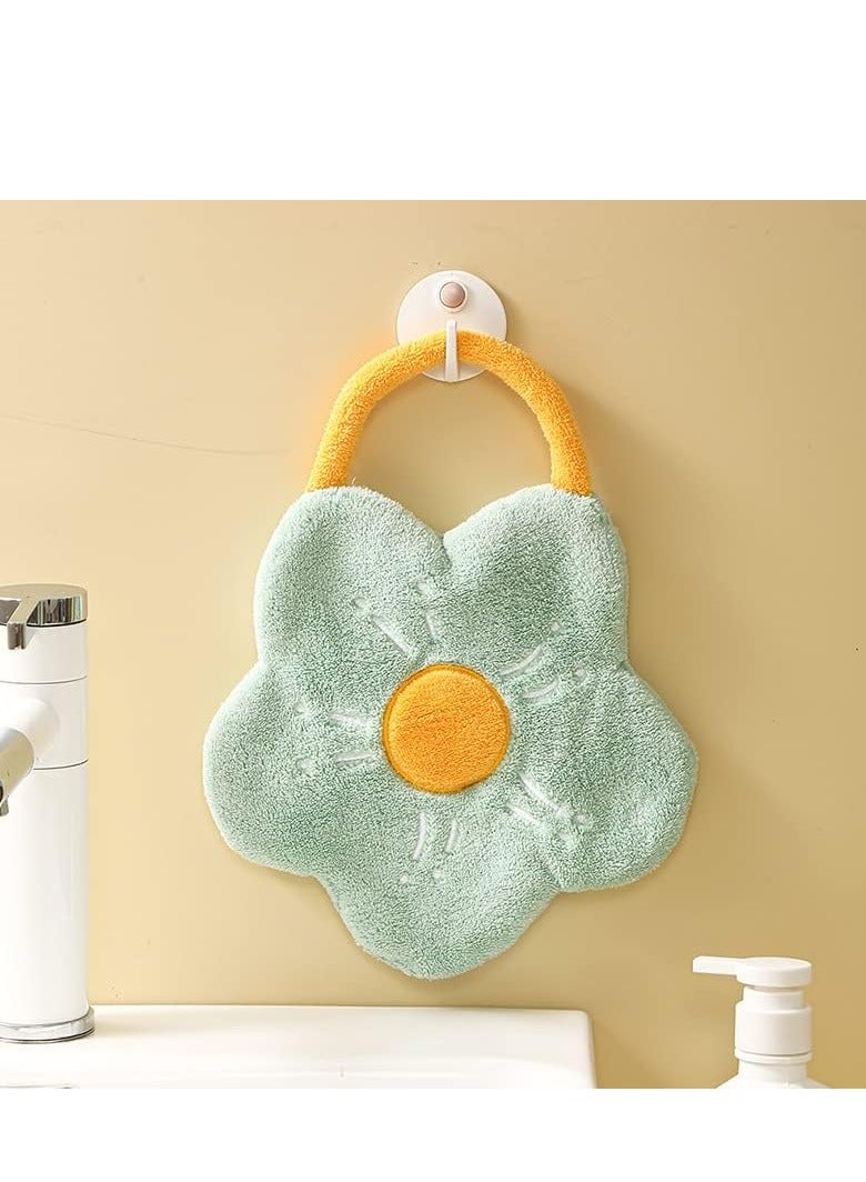 4 Pack Decorative Hand Wowels for Bathroom Cute Cartoon Flower Hand Towels with Hanging Loop Colourful Bathroom Kitchen Hand Towel Can be Hung Quick Dry Strongly Absorbent Skin-friendly