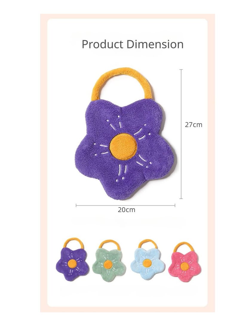 4 Pack Decorative Hand Wowels for Bathroom Cute Cartoon Flower Hand Towels with Hanging Loop Colourful Bathroom Kitchen Hand Towel Can be Hung Quick Dry Strongly Absorbent Skin-friendly