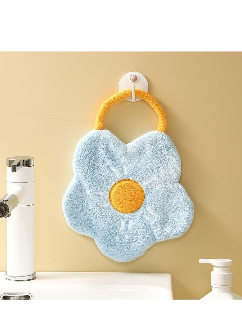 4 Pack Decorative Hand Wowels for Bathroom Cute Cartoon Flower Hand Towels with Hanging Loop Colourful Bathroom Kitchen Hand Towel Can be Hung Quick Dry Strongly Absorbent Skin-friendly