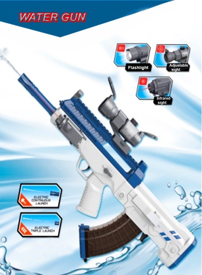 Electric Suction High Pressure Water Gun Blaster Flashlight Infrared High Speed Bursts for Pool Beach Party Games and Outdoor Water Fighting