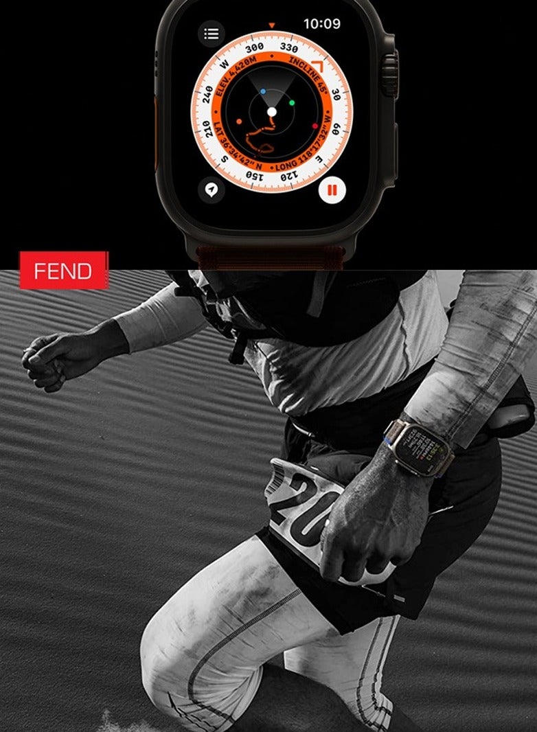 FEND FD66 49mm hd display silver smart watch with 2 pair strap and genuine leather men's wallet Combo