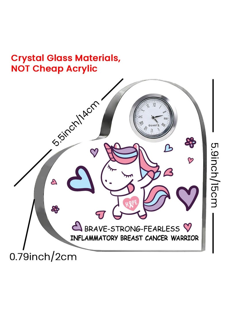 PinkCancer Awareness Heart-Shaped Crystal With Clock-Gifts For PinkCancer Awareness Gifts-PinkCancer Awareness Clock