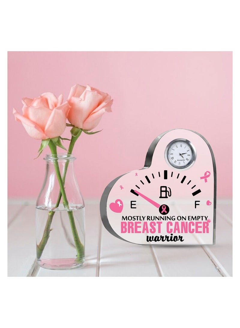 BreastCancer Awareness Heart-Shaped Crystal With Clock-Gifts For BreastCancer-Pink Cancer Awareness Gifts-BreastCancer Awareness Clock