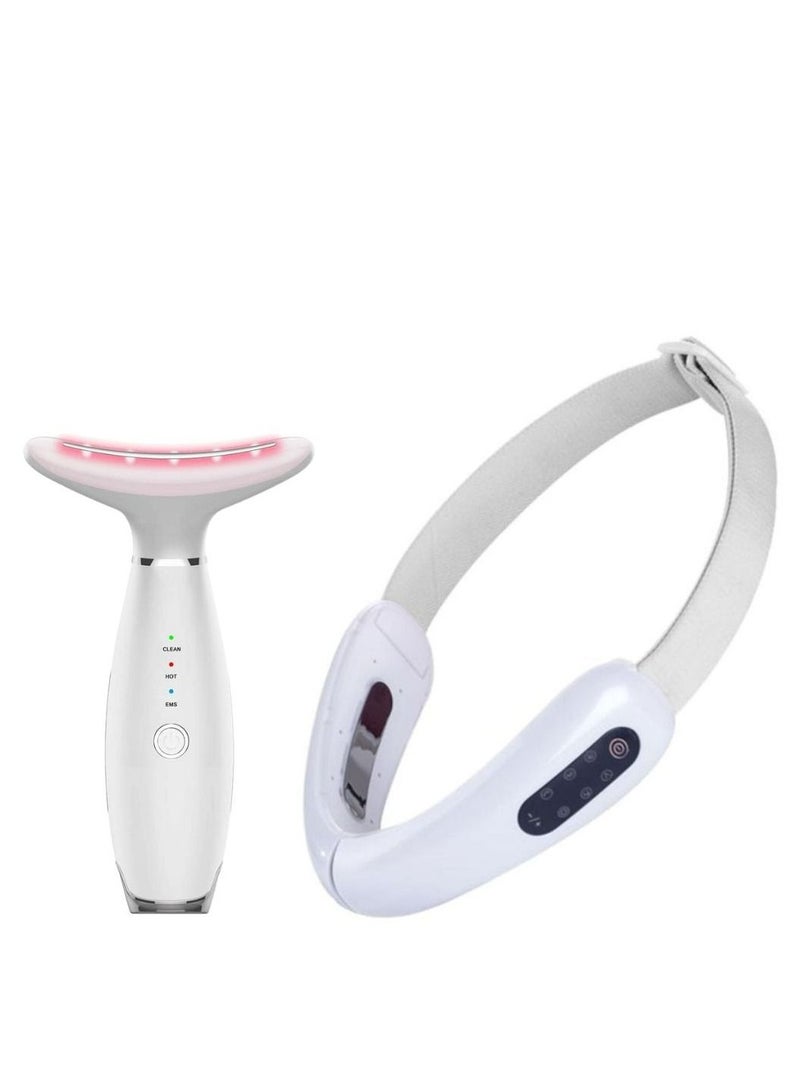 Face Massager Beauty Machine, Neck Lifting Device, Neck Firming Massager for Women Men Anti-Wrinkle Remove Machine  Plus V- Face Shaping Massager Micro Current Electric Face Slimming Machine Double Chin Shaping Massager