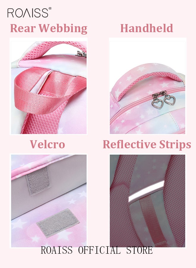 3 Piece Student Backpack Set (Schoolbag + Lunch Bag + Pencil Case) Gradient Color School Bag Large Capacity Waterproof Wear Resistant School Backpack Suitable for Primary and Secondary School Students