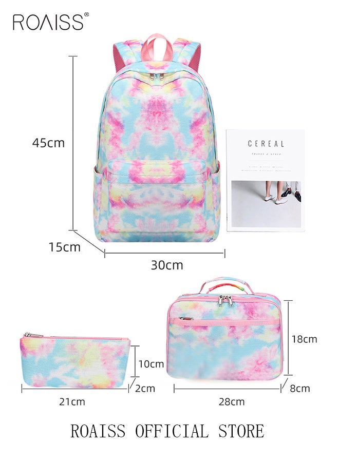 3 Piece Backpack Set Large Capacity Waterproof and Wear Resistant Same Color Series Lunch Bag and Pencil Case Large Capacity Storage Scientific Storage Simple Style Short Distance Travel Bag Student Backpack Laptop Bag