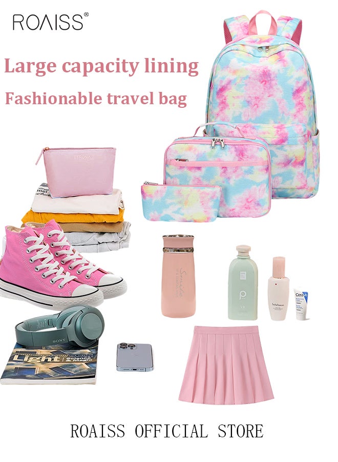 3 Piece Backpack Set Large Capacity Waterproof and Wear Resistant Same Color Series Lunch Bag and Pencil Case Large Capacity Storage Scientific Storage Simple Style Short Distance Travel Bag Student Backpack Laptop Bag