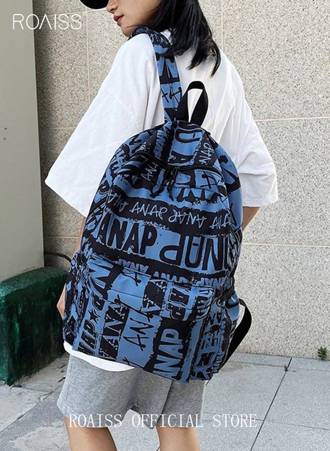 Trendy Graffiti Style Backpack  Large Capacity Durable Smooth Zipper Comfortable Fabric Adjustable Shoulder Strap