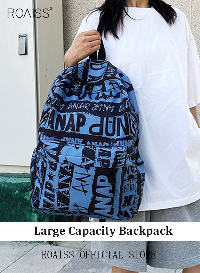 Trendy Graffiti Style Backpack  Large Capacity Durable Smooth Zipper Comfortable Fabric Adjustable Shoulder Strap