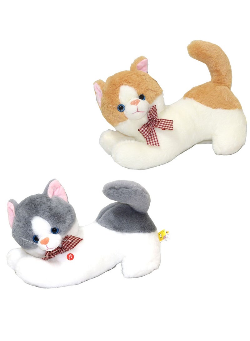 2-Piece Cat Plush Toy 35 cm It makes a cat sound after pressing it