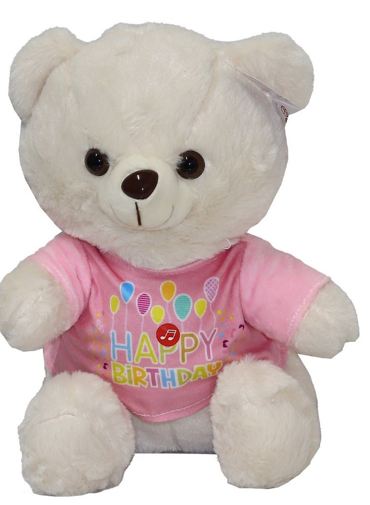 2-Piece Bear Plush Toy Releases Birthday song and music 30 cm