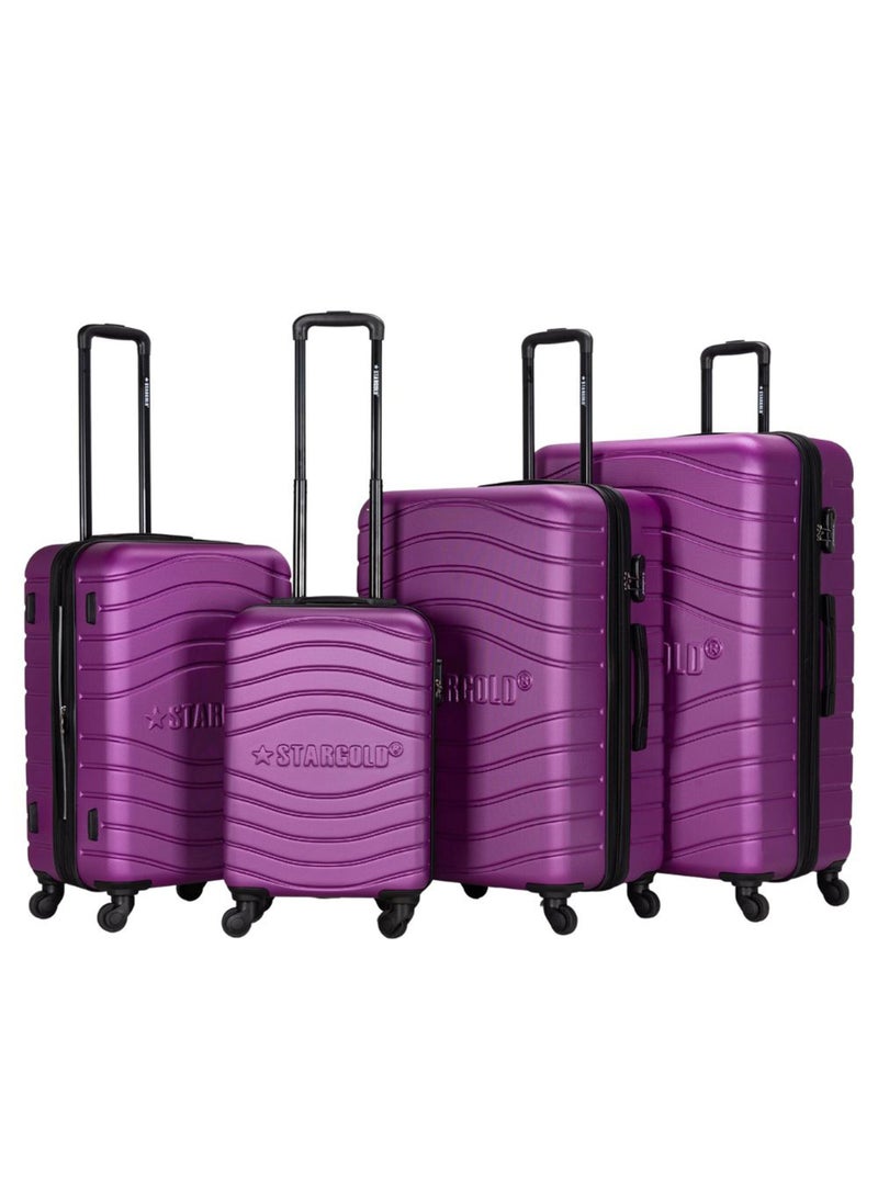 4 Pack Of Hardside Spinner Number Locked Luggage Trolley