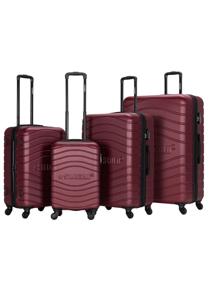 4 Pack Of Hardside Spinner Number Locked Luggage Trolley