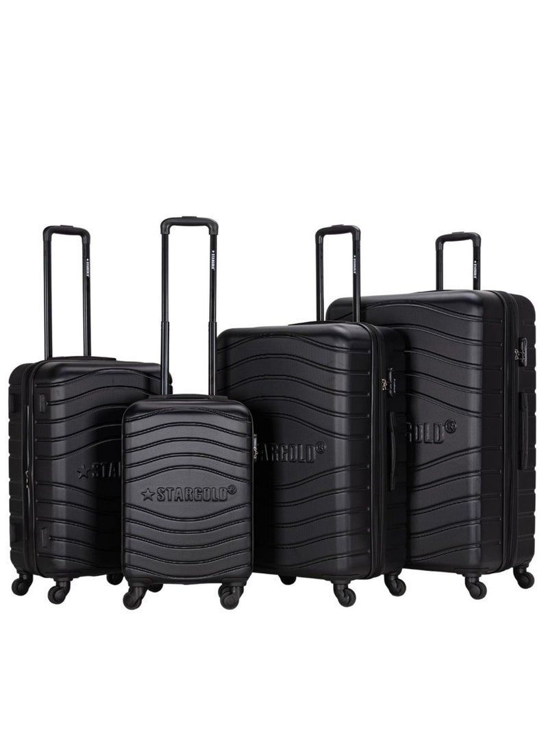 4 Pack Of Hardside Spinner Number Locked Luggage Trolley