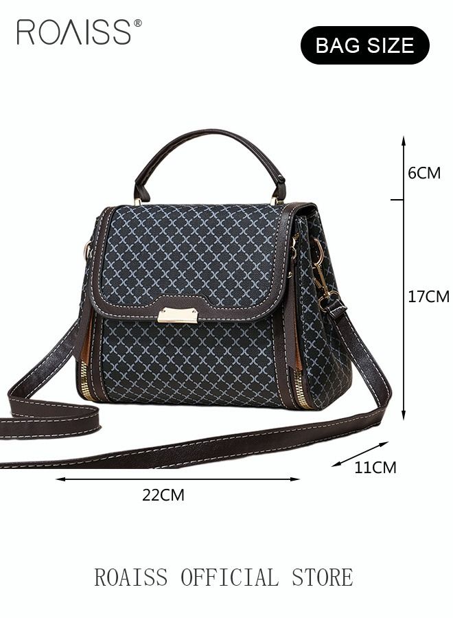 Shoulder Tote Bags for Women Top Handle Satchel Ladies Fashion Office Casual Handbags Large Capacity PU Material Stylish Grid Decoration