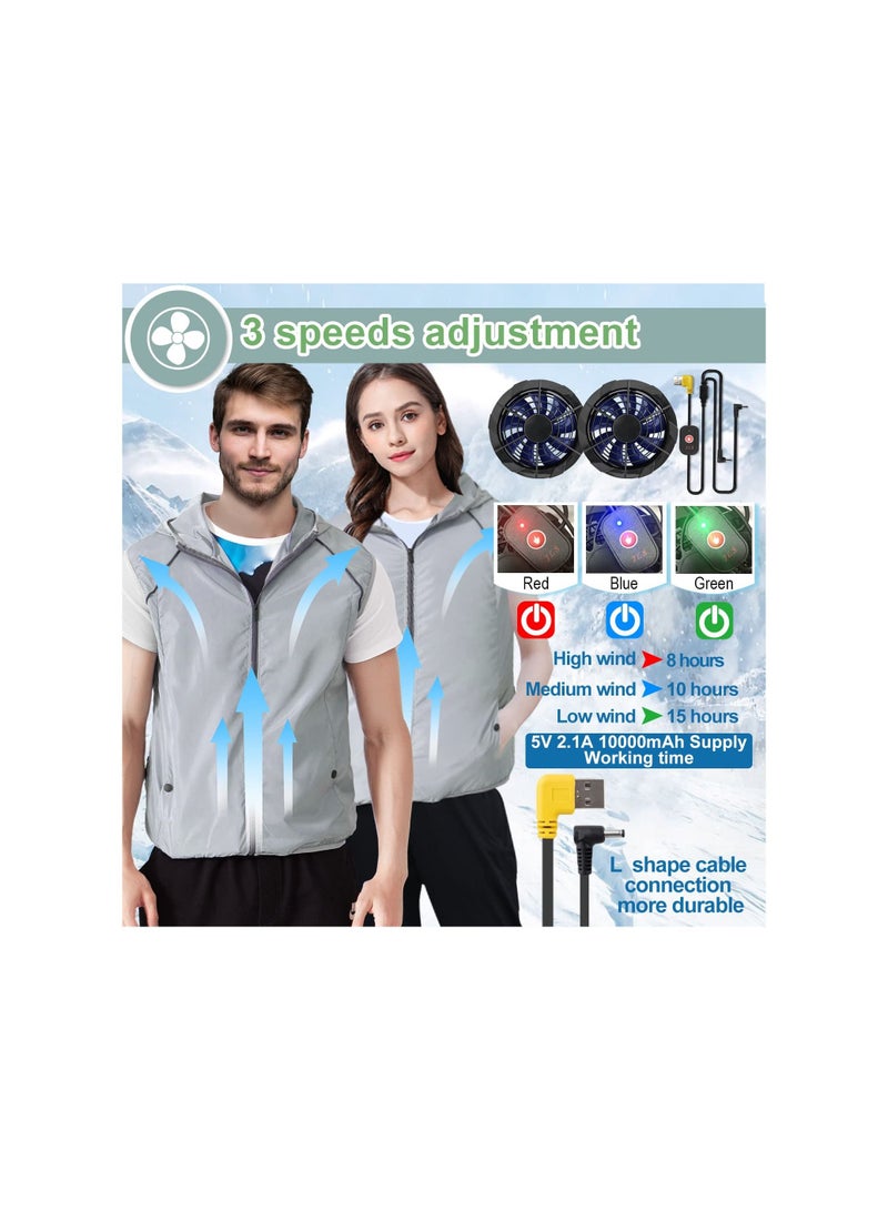 Air Conditioned Jacket With Fans, Cooling Vest for Men Women, Evaporative Cool Vest with 2 Fans Air Conditioned Cold Clothes Keep Cooling 13 Hours for Hot Weather Work, Waterproof, Sun-Proof