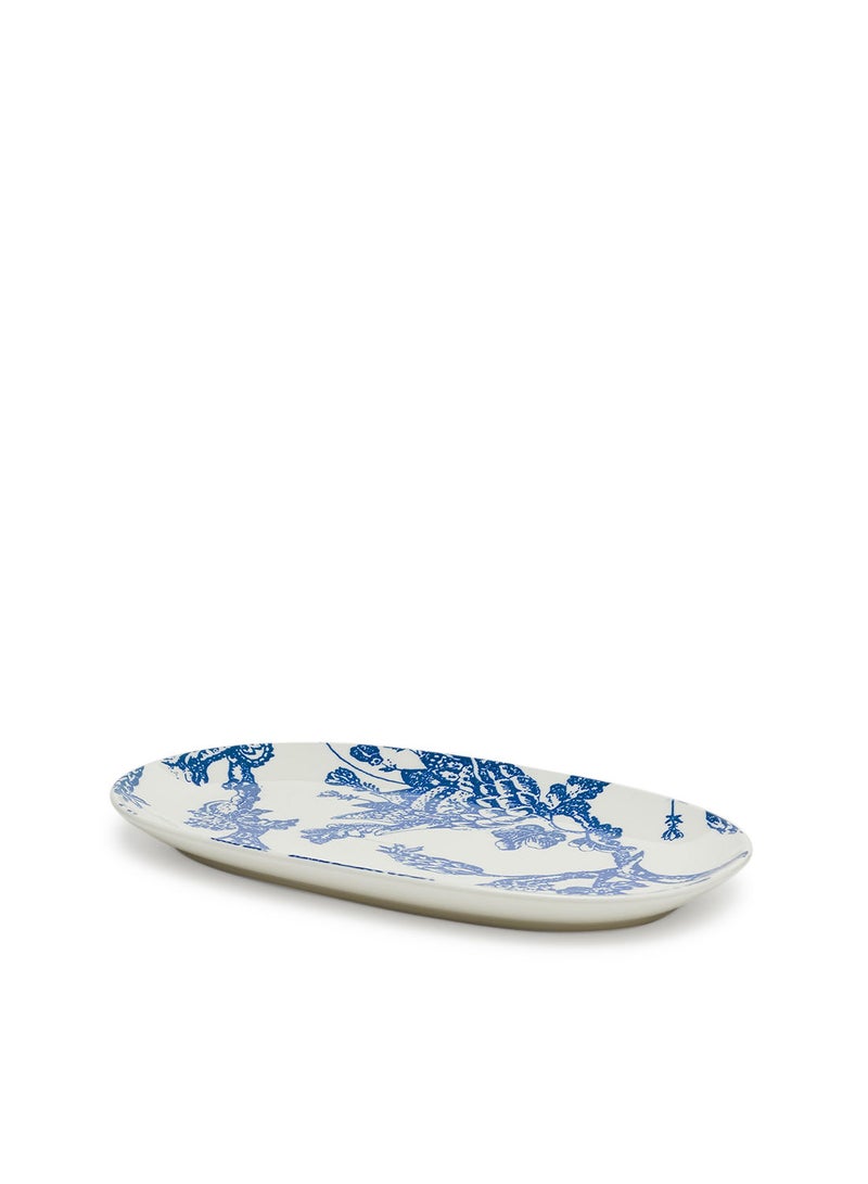 Blue Arcadia Oval Serving Plate 28 X 17 Cm