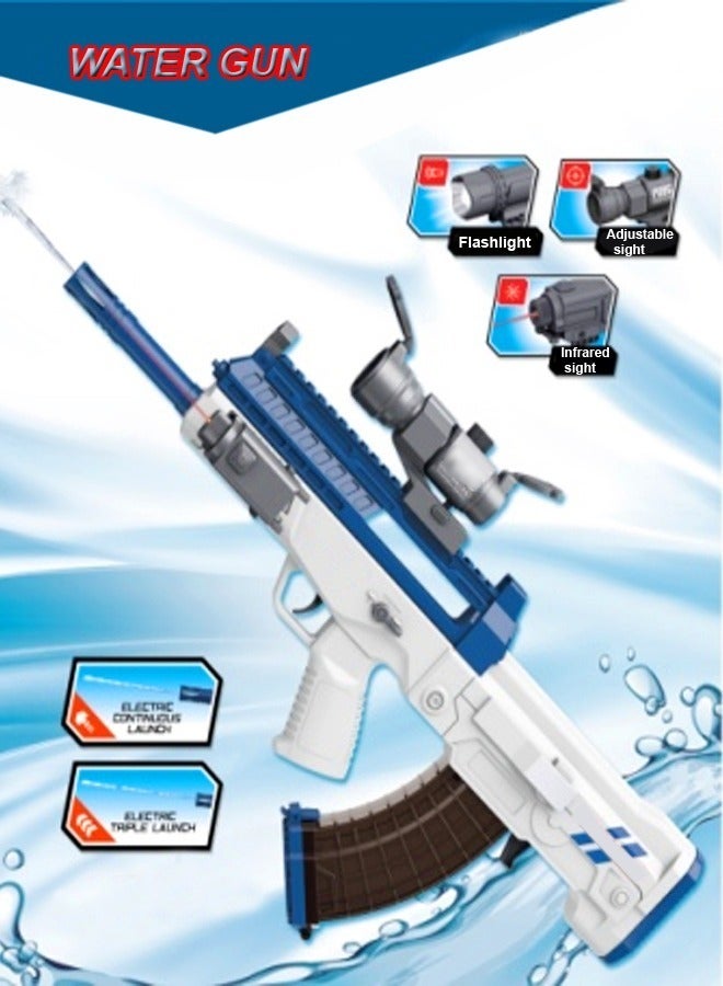 Electric Suction High Pressure Water Gun Blaster Flashlight Infrared High Speed Bursts for Pool Beach Party Games and Outdoor Water Fighting