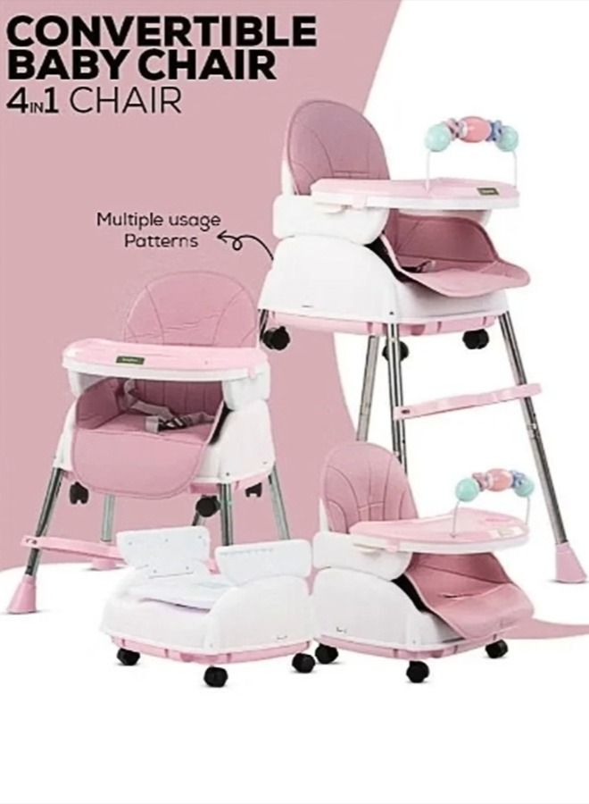 Baby High Chair, Folding Portable Household Multifunctional Portable Baby Dining Stroller with Rollers