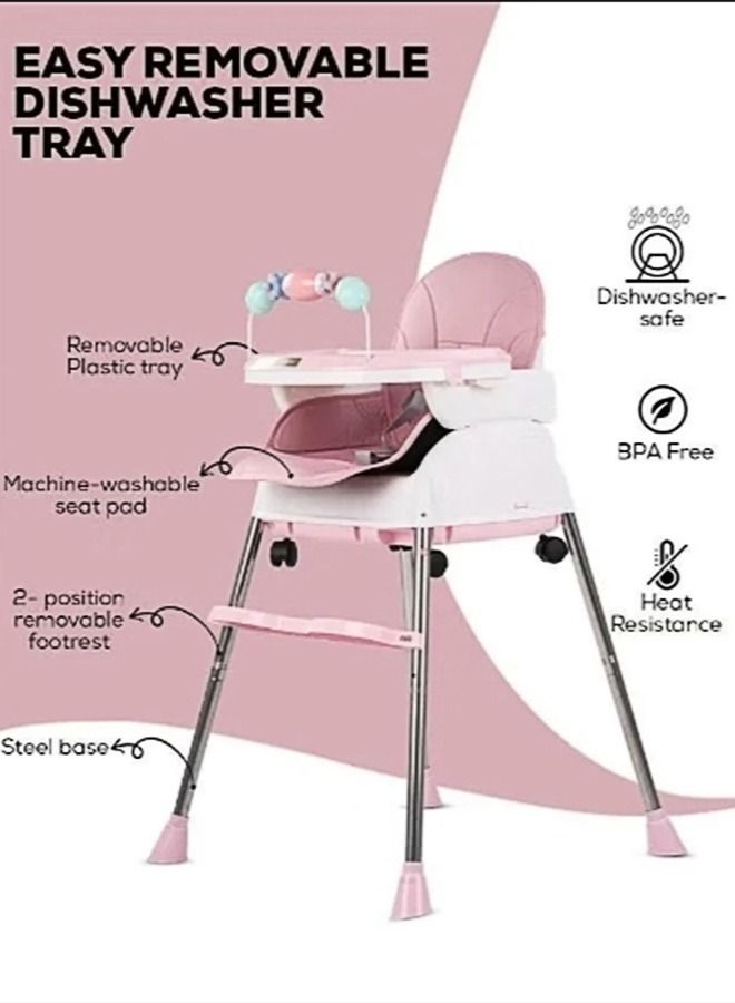 Baby High Chair, Folding Portable Household Multifunctional Portable Baby Dining Stroller with Rollers