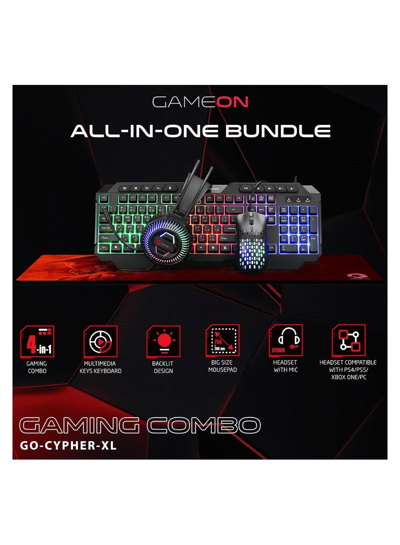 GAMEON CYPHER XL All-In-One Gaming Bundle (Keyboard, Headset, Mouse & Mousepad)