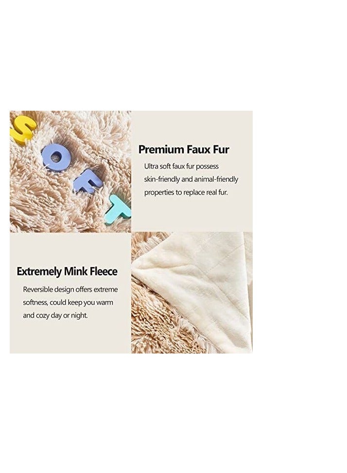 Luxury Faux Fur Throw Blankets Winter Beds sofa Single Size Polyester Blanket Double Layer Fluffy Soft Warm Home Decor Imitated Faux Fur Mink Blanket 6 -180*130cm -multicolor