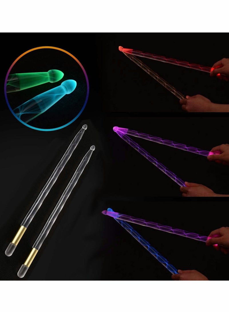 5A Acrylic LED Light Up Drum Stick, Glow Plastic Drum Sticks, Luminous Bright Personalized Drum Sticks 1 pair