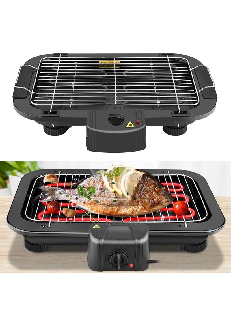 Electric Grill Portable Tabletop Grill Kitchen BBQ Grills Adjustable Temperature Control,Removable Water Filled Drip Tray,2000W,Black