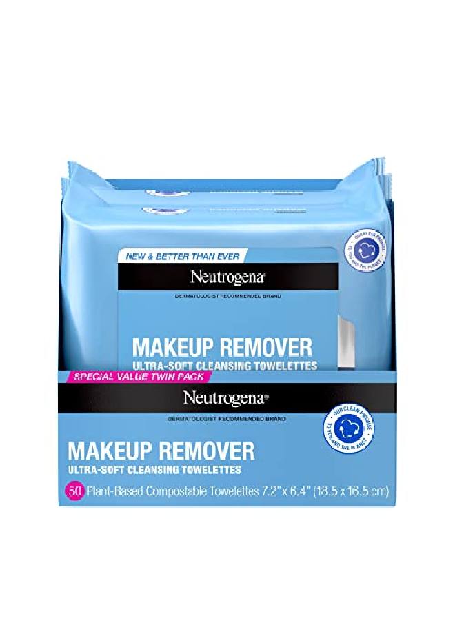 Makeup Remover Cleansing Face Wipes Daily Cleansing Facial Towelettes To Remove Waterproof Makeup And Mascara Alcoholfree Value Twin Pack 25 Count 2 Pack