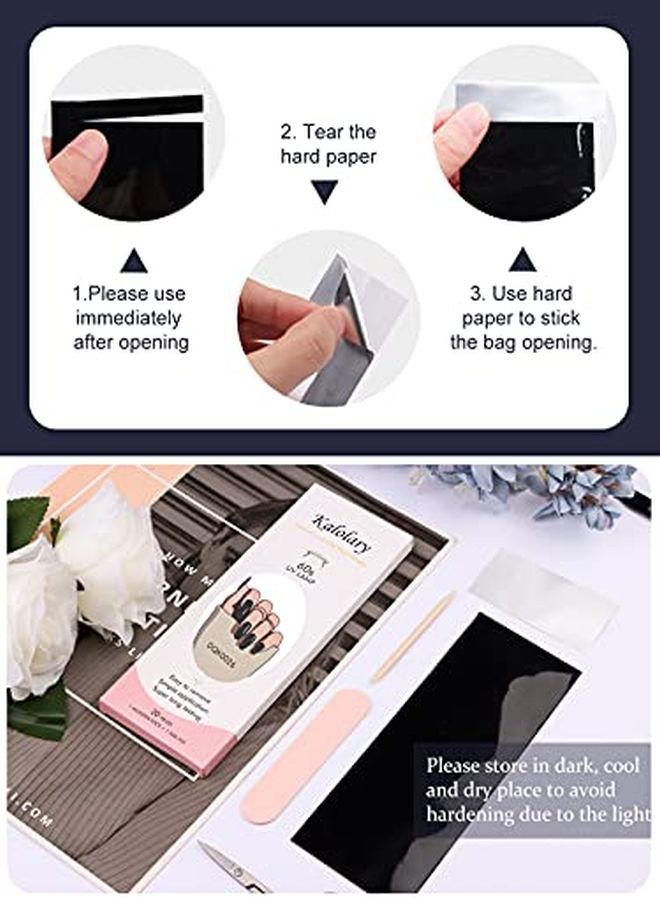 20Pcs Semi Cured Gel Nail Polish Strips Blue Gold Foil Full Wraps Gel Nail Stickers Waterproof Nail Art Set With Nail File And Stick For Women Girls Nail Decoration (Uv/Led Lamp Required)