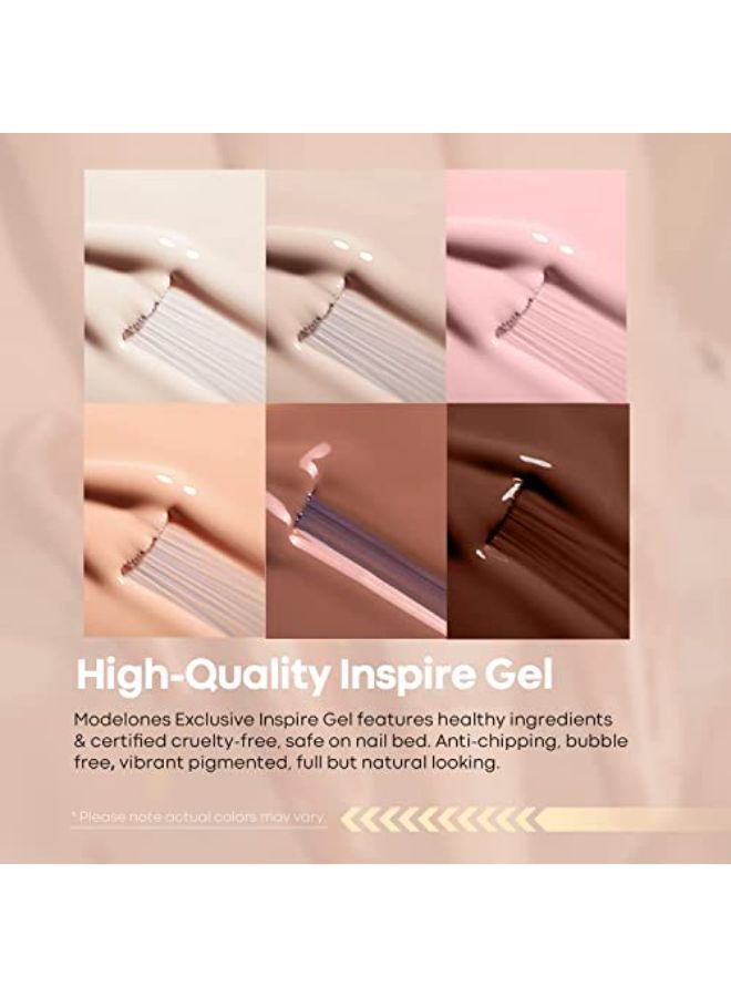 Gel Nail Polish Set- 6 Colors Nude Gel Polish All Seasons Skin Tones Pink Neutral Brown Gel Polish Kit, Soak Off Led Gel Nail Kit Manicure Diy Home Salon