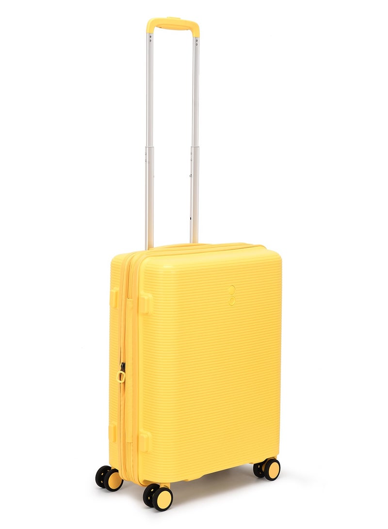 Echolac Forza 55+65+75cm Hardcase 4 Double Wheel Expandable Cabin & Check-In Luggage Trolley Set Mango Yellow