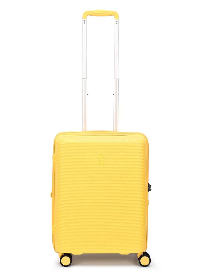 Echolac Forza 55+65+75cm Hardcase 4 Double Wheel Expandable Cabin & Check-In Luggage Trolley Set Mango Yellow