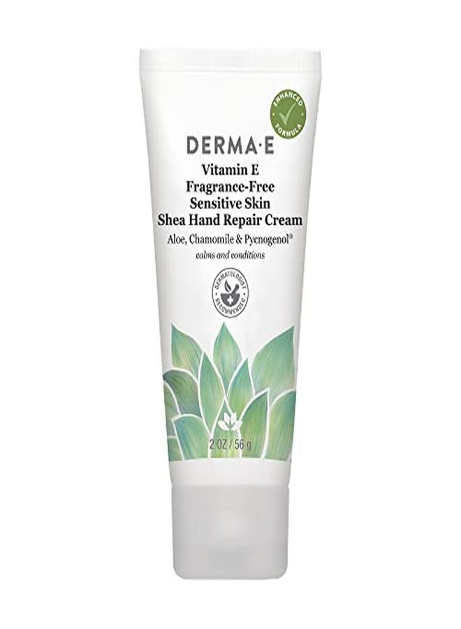 Derma E Vitamin E Fragrance Free Sensitive Skin Shea Hand Repair Cream - Intensive Therapy Hand Cream - Cruelty Free Unscented Hand Lotion For Dry Or Cracked Skin, 2 Oz