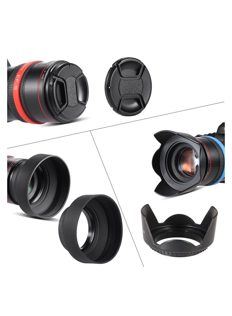 Andoer 72mm Lens Filter Kit UV+CPL+FLD+ND(ND2 ND4 ND8) with Carry Pouch / Lens Cap / Lens Cap Holder / Tulip & Rubber Lens Hoods / Cleaning Cloth