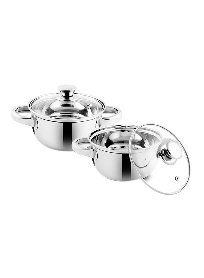 2 Piece Cook And Serve Casserole With Lids Silver
