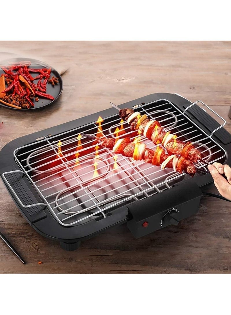 Electric Grill Portable Tabletop Grill Kitchen BBQ Grills Adjustable Temperature Control,Removable Water Filled Drip Tray, 2000W,Black