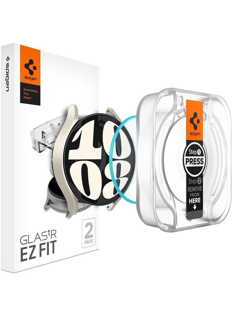 Glastr Ez Fit Samsung Galaxy Watch 6 (40mm) Screen Protector [2 Pack] Tempered Glass with Auto Align Install Kit