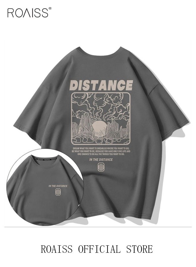 2Pcs Man's T-shirt Loose Version Trendy All-Match Pattern Printing Short Sleeves