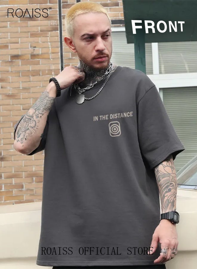 2Pcs Man's T-shirt Loose Version Trendy All-Match Pattern Printing Short Sleeves