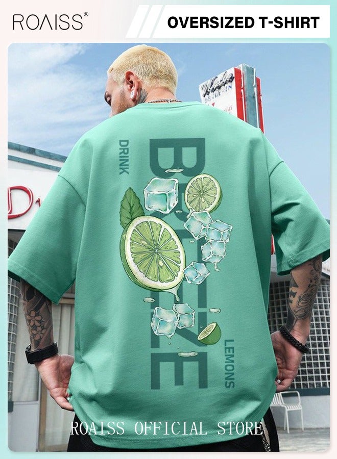 2Pcs Man's T-shirt Loose Version Trendy All-Match Pattern Printing Short Sleeves