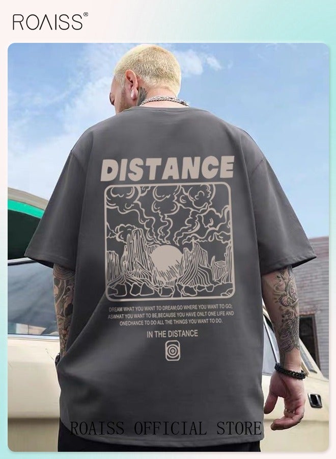 2Pcs Man's T-shirt Loose Version Trendy All-Match Pattern Printing Short Sleeves
