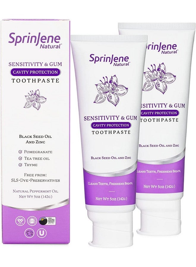 Prinjene Toothpaste Sensitive Teeth & Gum With Fluoride Cavity Protection Natural Non Toxic Sls Free Toothpaste For Fresh Breath Dry Mouth Preservative Free Black Seed Oil & Zinc 2 Pack (Improved)
