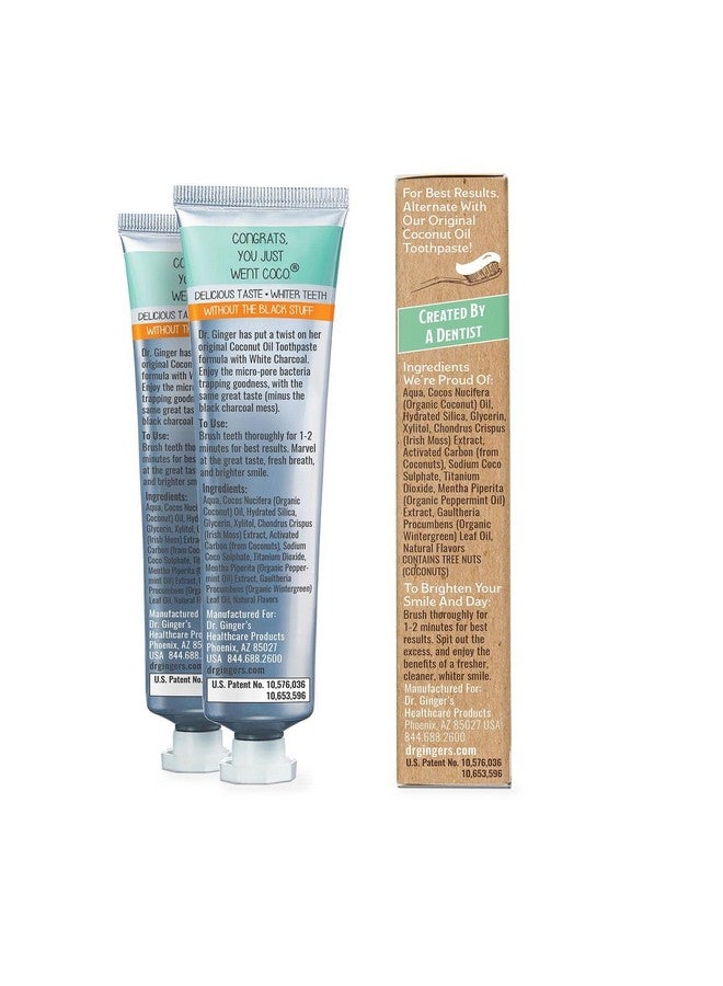 Dr. Ginger'S Coconut Oil Toothpaste With White Activated Charcoal Allnatural Whitening Brightening Power Enamelsafe Reduces Plaque & Gum Sensitivity Fluoridefree Coconut Mint Flavor 4Oz 2Ct
