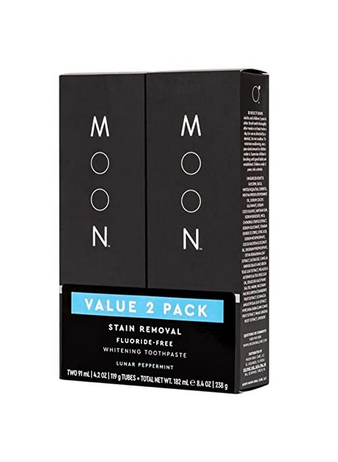 Oon Stain Removal Whitening Toothpaste Fluoridefree Lunar Peppermint Flavor For Fresh Breath For Adults 4.2 Oz (2 Pack)
