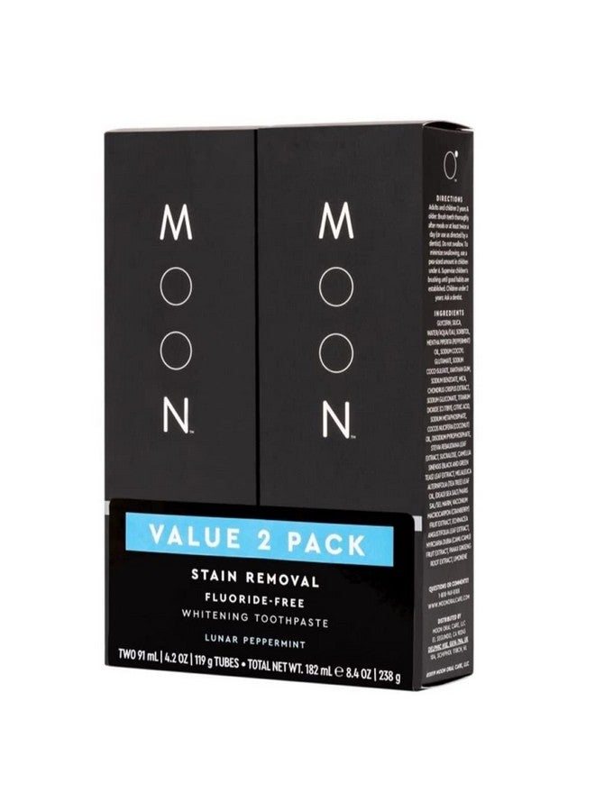 Oon Stain Removal Whitening Toothpaste Fluoridefree Lunar Peppermint Flavor For Fresh Breath For Adults 4.2 Oz (2 Pack)