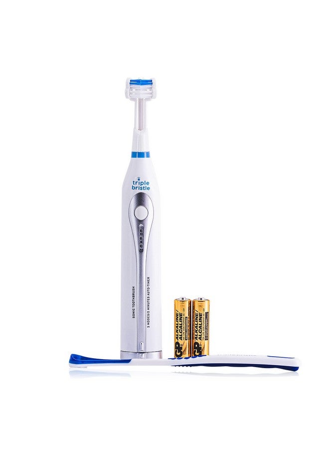 Riple Bristle Go ; Threesided Sonic Toothbrush ; Soft Nylon Bristles ; Great For Autistic & Special Needs ; Adults And Kids Travel Toothbrush