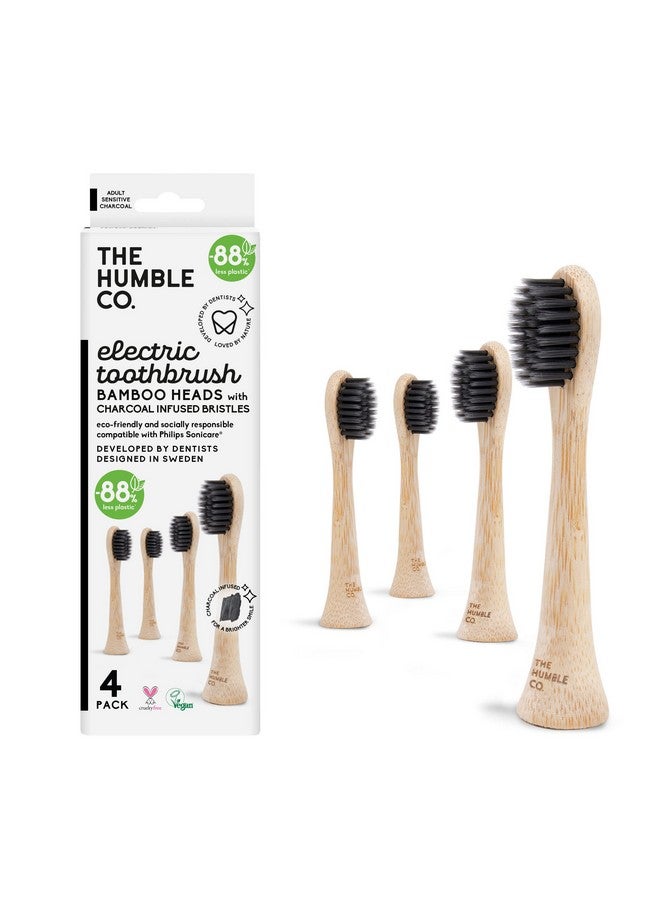 He Humble Co. Electric Toothbrush Replacement Heads 4Pk Sustainable Bpafree Electric Toothbrush Heads Made From Bamboo Bad Breath And Plaque Remover Philips Sonicare Compatible (Charcoal)